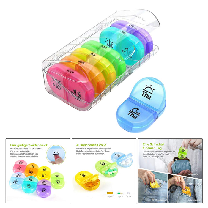 14 Compartment Tablet Organizer Container Tablet Dispenser for Office Travel