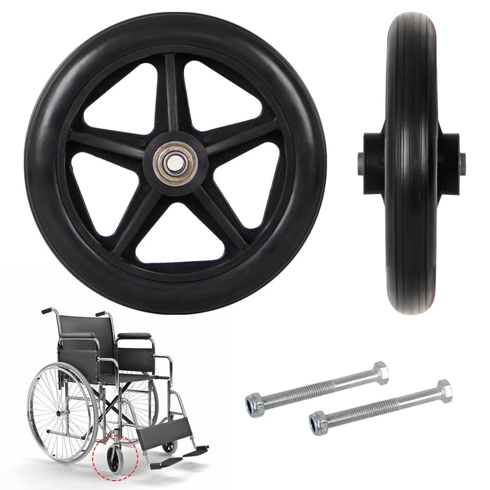 2Pcs 6inches Front Wheel with Screws Smooth Wheels Universal Parts  5cm Black