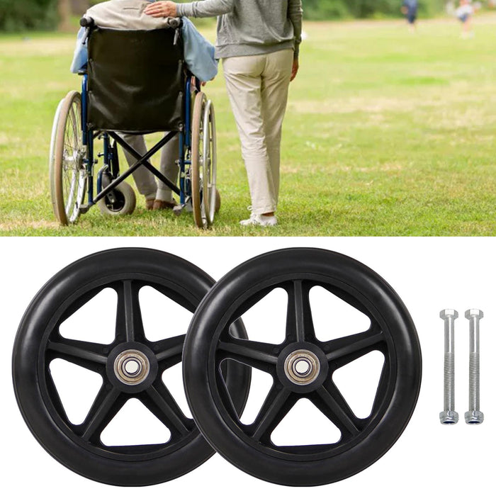 2Pcs 6inches Front Wheel with Screws Smooth Wheels Universal Parts  5cm Black