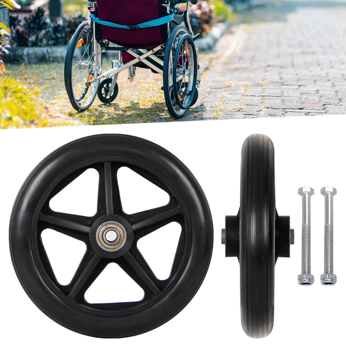 2Pcs 6inches Front Wheel with Screws Smooth Wheels Universal Parts  5cm Black