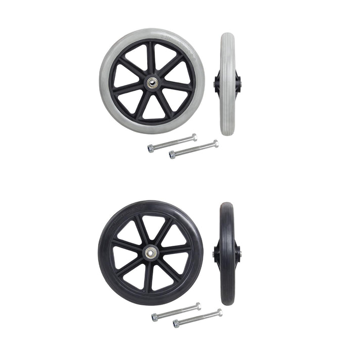 2x Front Wheel 8inch Bearing Casters for Wheelchairs Rollators Walkers Gray