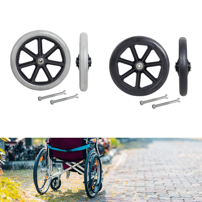 2x Front Wheel 8inch Bearing Casters for Wheelchairs Rollators Walkers Gray