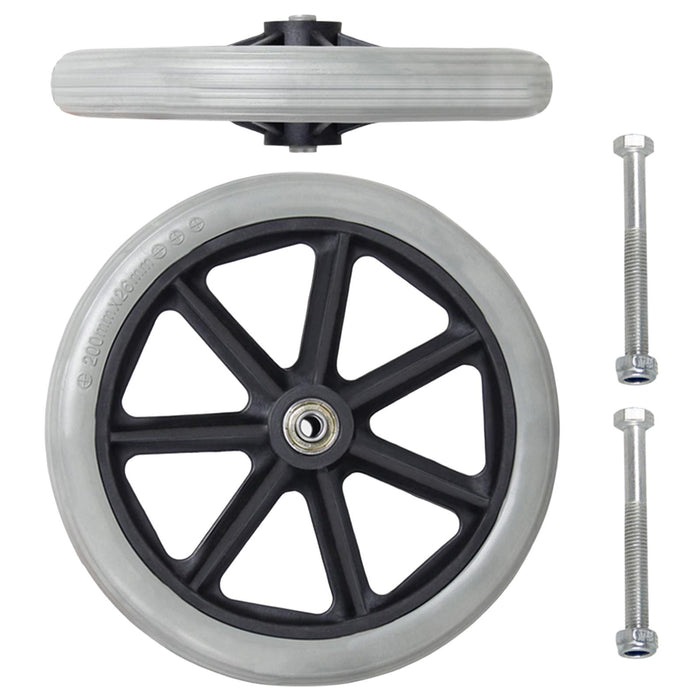 2x Front Wheel 8inch Bearing Casters for Wheelchairs Rollators Walkers Gray