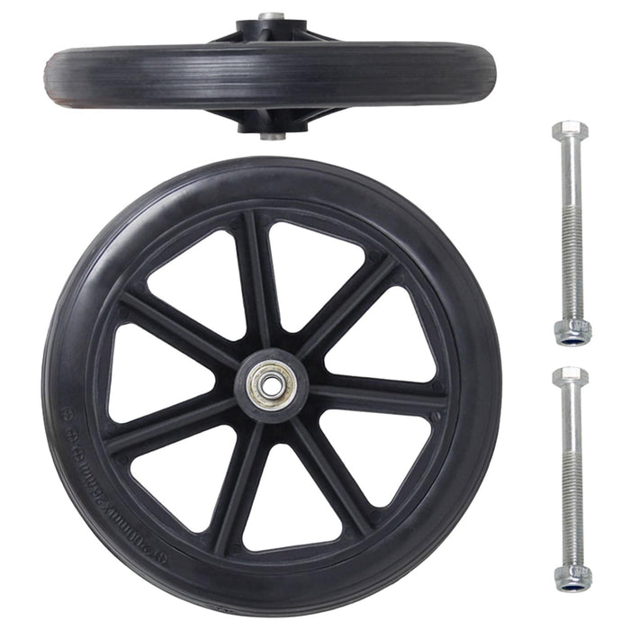 2x Front Wheel 8inch Bearing Casters for Wheelchairs Rollators Walkers Black