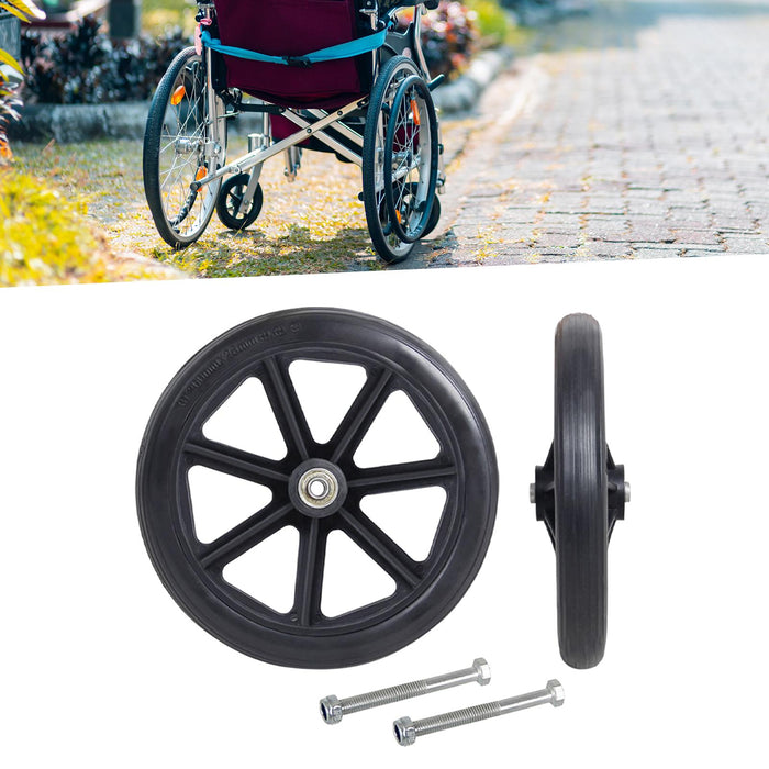 2x Front Wheel 8inch Bearing Casters for Wheelchairs Rollators Walkers Black