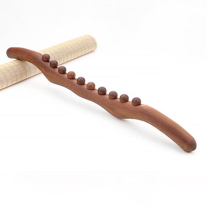 Wood Massage Stick 10 Beads Rolling Pin Massager for Body Leg Shoulder Waist