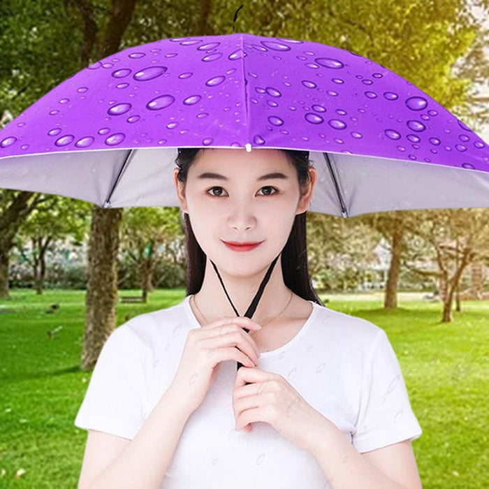 Crofta Umbrella Hat Hands free Protection 30inch Fishing Umbrella Hat Purple