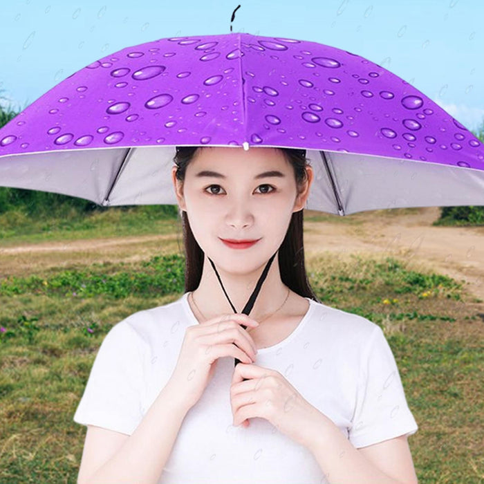 Crofta Umbrella Hat Hands free Protection 30inch Fishing Umbrella Hat Purple