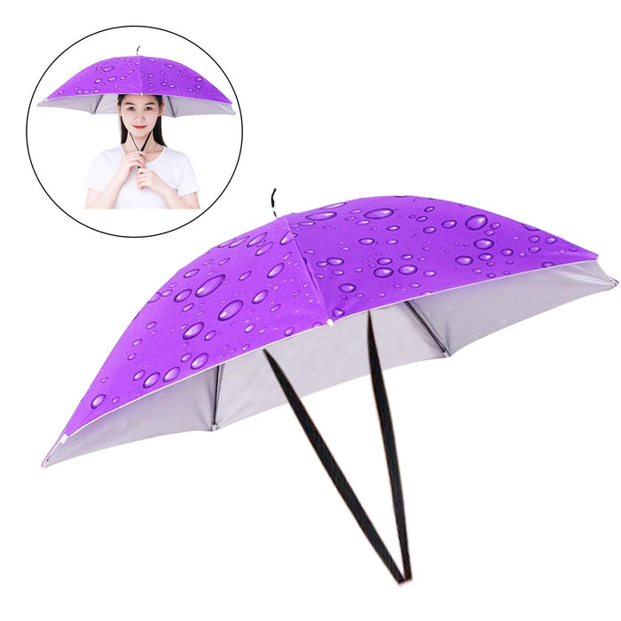 Crofta Umbrella Hat Hands free Protection 30inch Fishing Umbrella Hat Purple