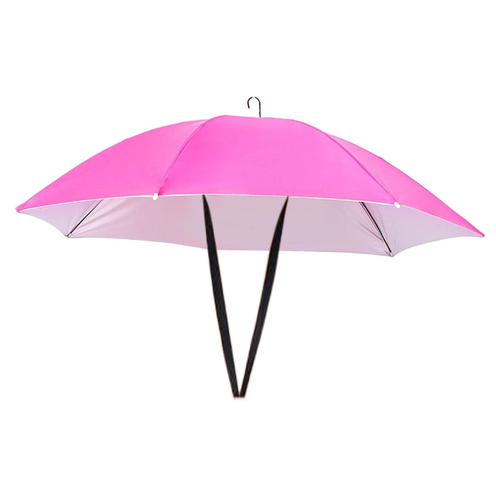 Crofta Umbrella Hat Hands free Protection 30inch Fishing Umbrella Hat Rose Red