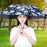 Crofta Umbrella Hat Hands free Protection 30inch Fishing Umbrella Hat Black with Flowers