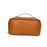 Portable PU Leather Cosmetic Bag Large for Home Short Trip Bathroom Brown