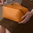 Portable PU Leather Cosmetic Bag Large for Home Short Trip Bathroom Brown