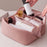 Portable PU Leather Cosmetic Bag Large for Home Short Trip Bathroom Pink