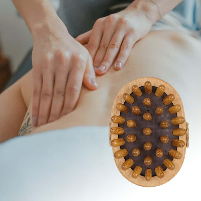 Crofta Wooden Massager Brush Compact Massage Tool Handheld with Handle for Shoulder