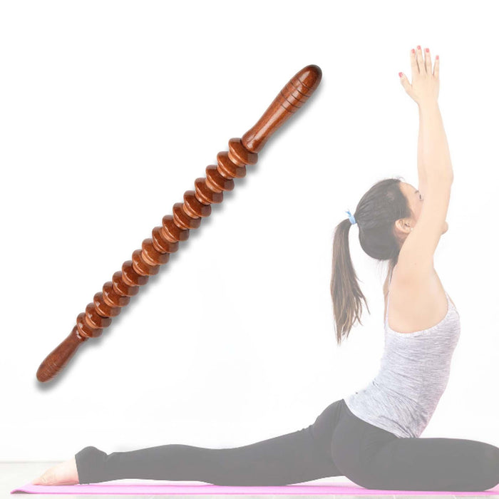 Crofta Wooden Massage Roller Sticks Body Sculpting Tools for Belly Waist Thigh Coffee