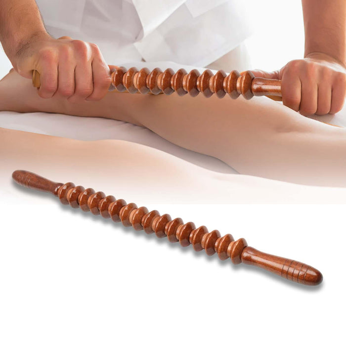 Crofta Wooden Massage Roller Sticks Body Sculpting Tools for Belly Waist Thigh Coffee