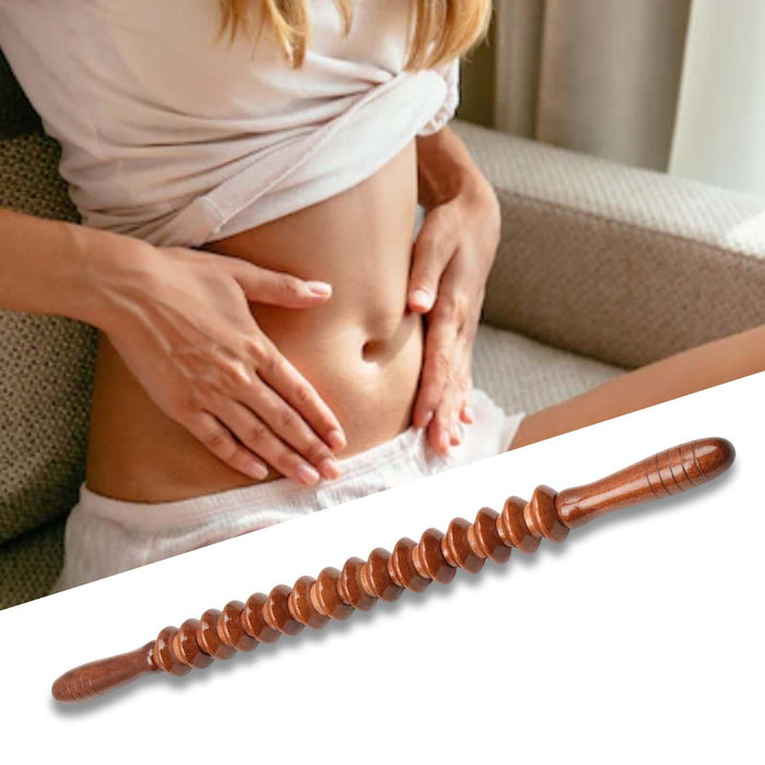 Crofta Wooden Massage Roller Sticks Body Sculpting Tools for Belly Waist Thigh Coffee