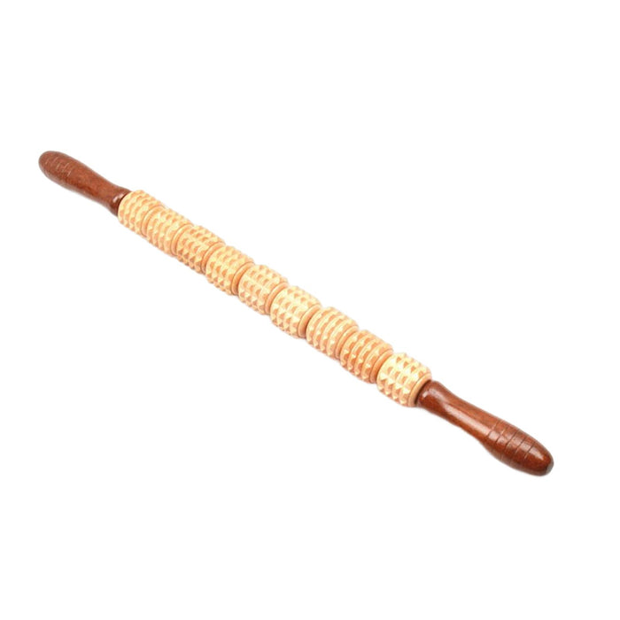 Crofta Wooden Massage Roller Sticks Body Sculpting Tools for Belly Waist Thigh Yellow