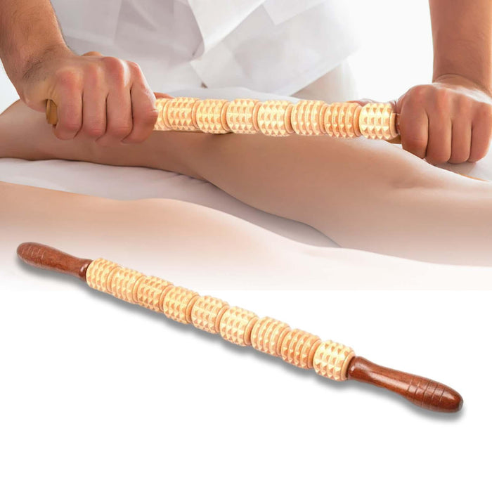 Crofta Wooden Massage Roller Sticks Body Sculpting Tools for Belly Waist Thigh Yellow