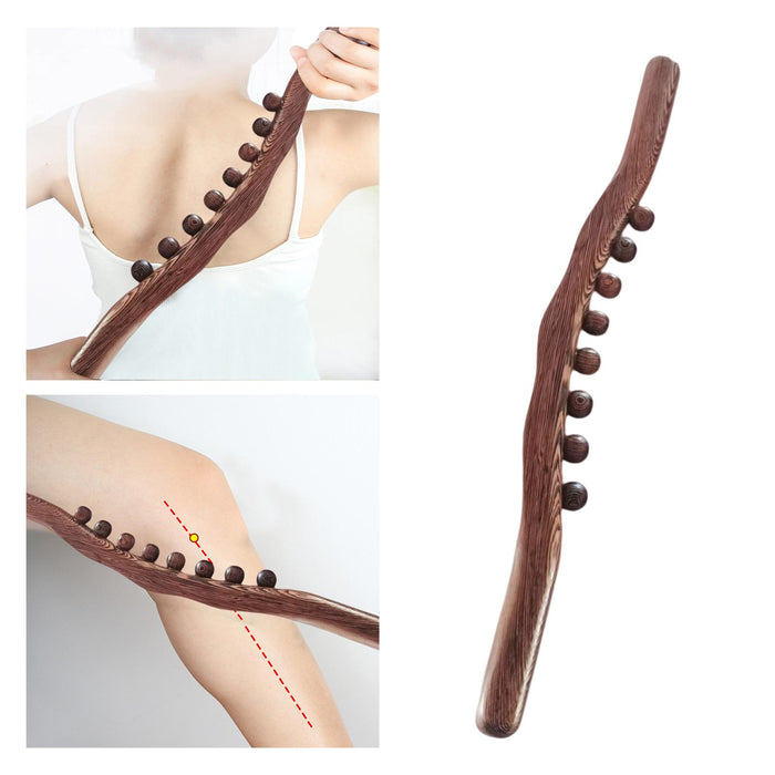 Crofta Wooden Scraping Massage Stick Tool Smooth Edge Relaxation Manual for Arms 8 Beads