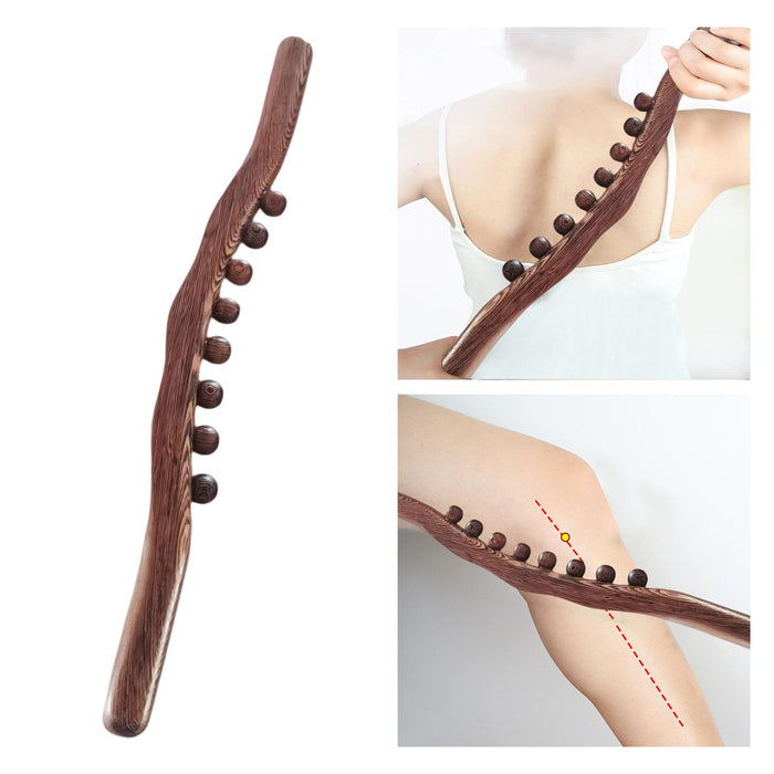 Crofta Wooden Scraping Massage Stick Tool Smooth Edge Relaxation Manual for Arms 8 Beads