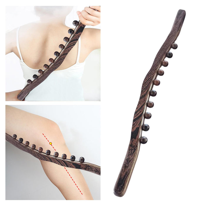 Crofta Wooden Scraping Massage Stick Tool Smooth Edge Relaxation Manual for Arms 10 Beads