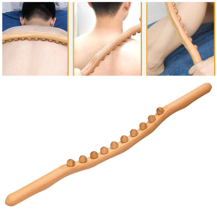 Crofta Wood Massage Roller Stick Anti Cellulite Body Massager for Shoulder Back