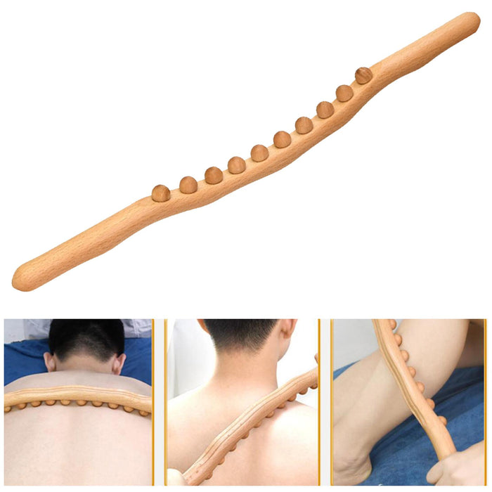 Crofta Wood Massage Roller Stick Anti Cellulite Body Massager for Shoulder Back