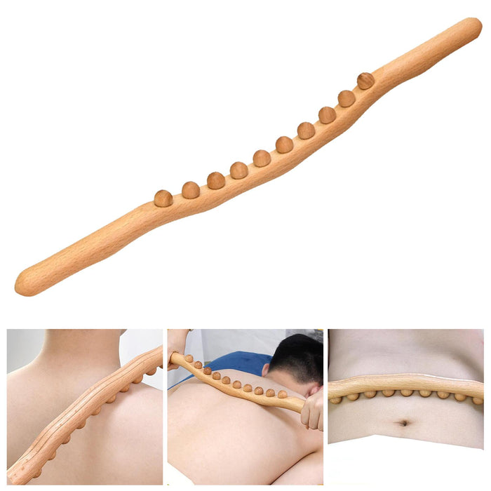 Crofta Wood Massage Roller Stick Anti Cellulite Body Massager for Shoulder Back