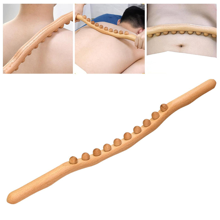 Crofta Wood Massage Roller Stick Anti Cellulite Body Massager for Shoulder Back