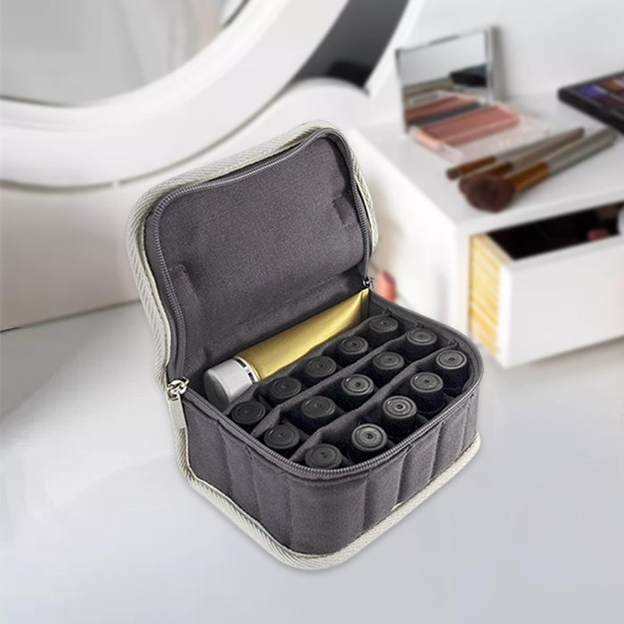 Crofta Portable Nail Polish Organizer Multifunctional Zipper Closure for Cosmetics Gray