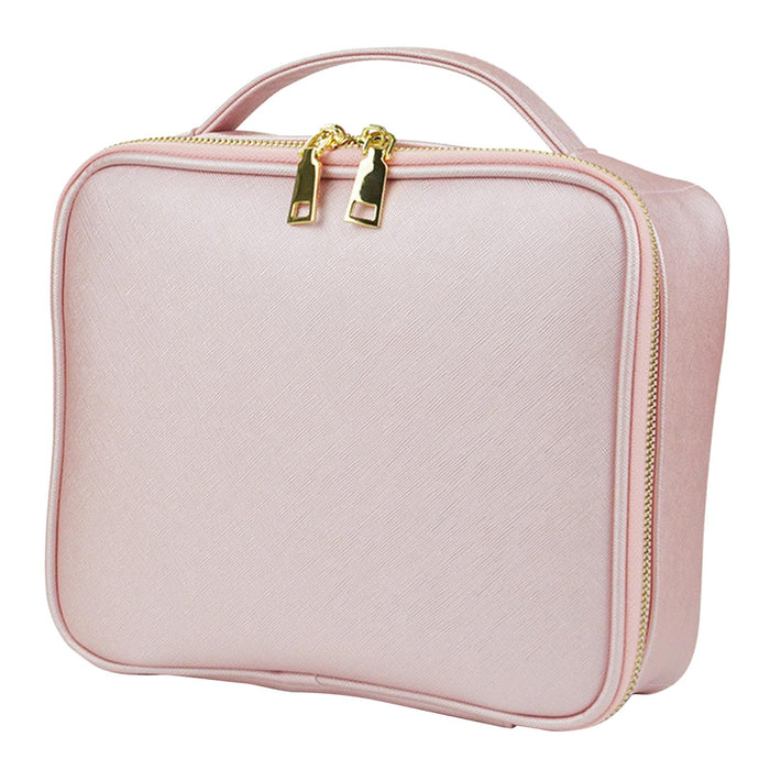 Crofta Makeup Cosmetic Bag Container Washable Organizer Portable PU for Jewelry Pink