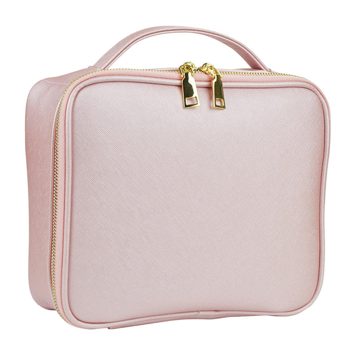 Crofta Makeup Cosmetic Bag Container Washable Organizer Portable PU for Jewelry Pink