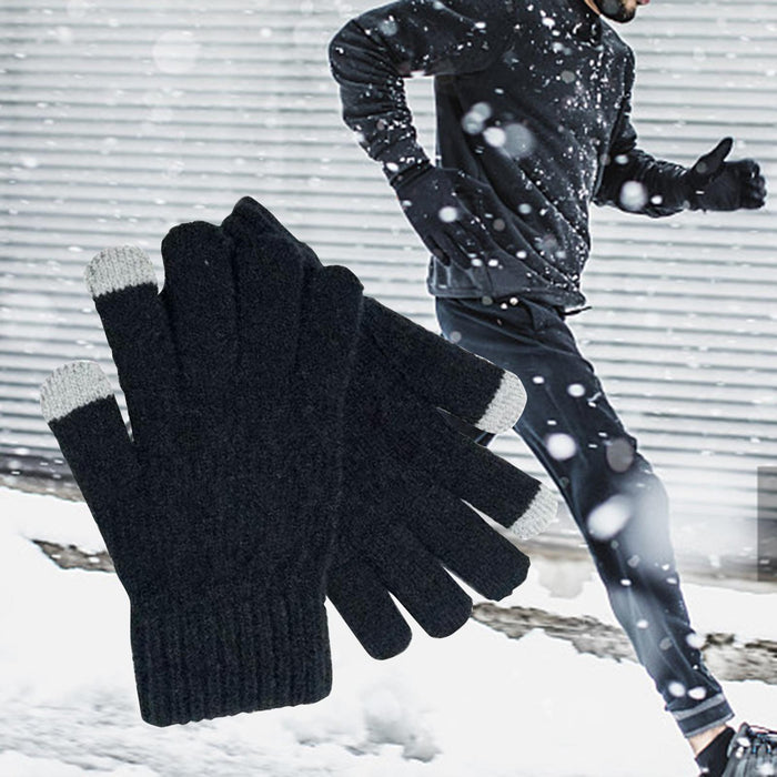 Crofta Winter USB Electric Heating Gloves Mitten for Working Skiing Women and Men Black