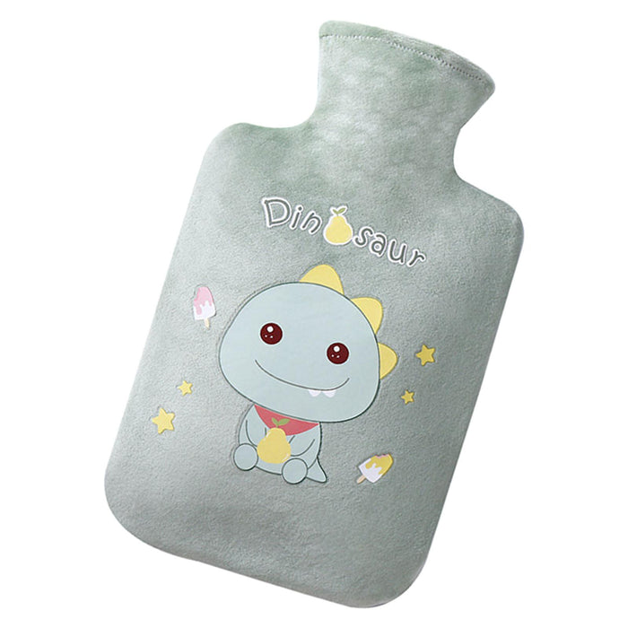 Crofta Plush Hot Water Bottle Thickened Leakproof PVC for Waist Travel Shoulders Green 500ml