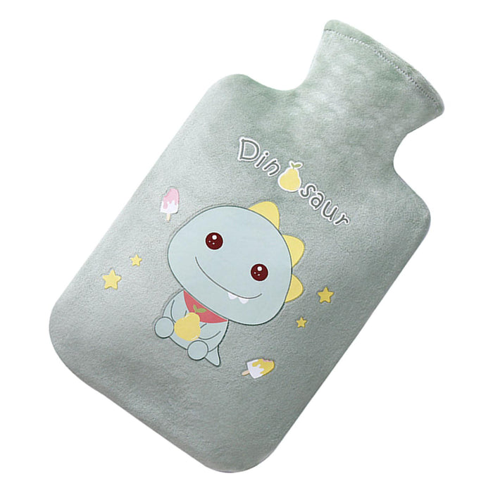 Crofta Plush Hot Water Bottle Thickened Leakproof PVC for Waist Travel Shoulders Green 500ml