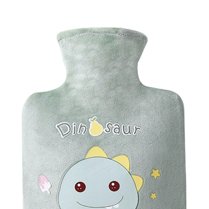 Crofta Plush Hot Water Bottle Thickened Leakproof PVC for Waist Travel Shoulders Green 500ml