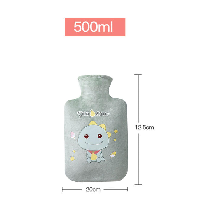 Crofta Plush Hot Water Bottle Thickened Leakproof PVC for Waist Travel Shoulders Green 500ml