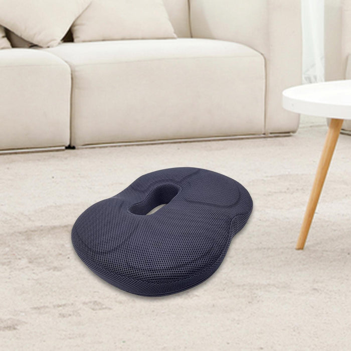 Crofta Sitting Donut Cushion Washable Cover Non Slip Memory Foam for Office Travel Navy Blue