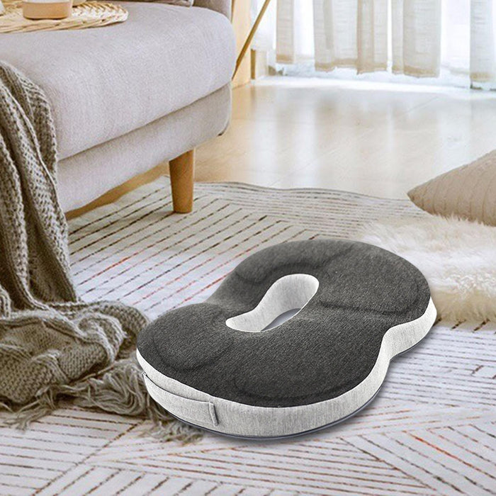 Crofta Sitting Donut Cushion Washable Cover Non Slip Memory Foam for Office Travel Gray