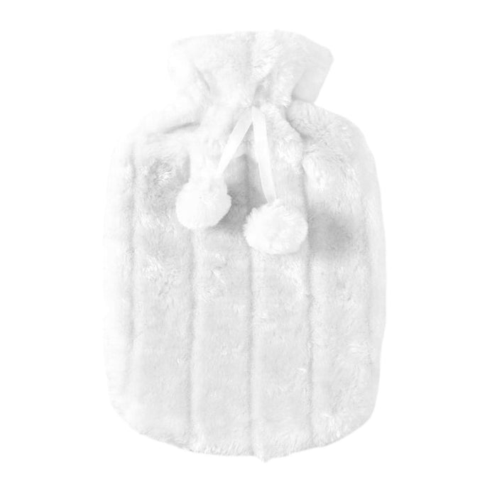 Crofta Plush Hot Water Bottle with Cover 2L Winter Warm Soft Large for Outdoor White