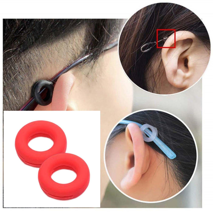 Crofta 2 Pieces Glasses Ear Grips Comfortable for Eyewear Sunglasses Kids Adults Red