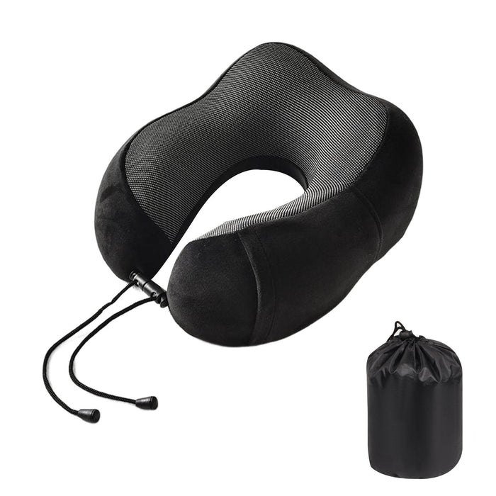 Crofta Ushape Neck Pillow Travel Washable Sleep Memory Foam Supplies Head Black