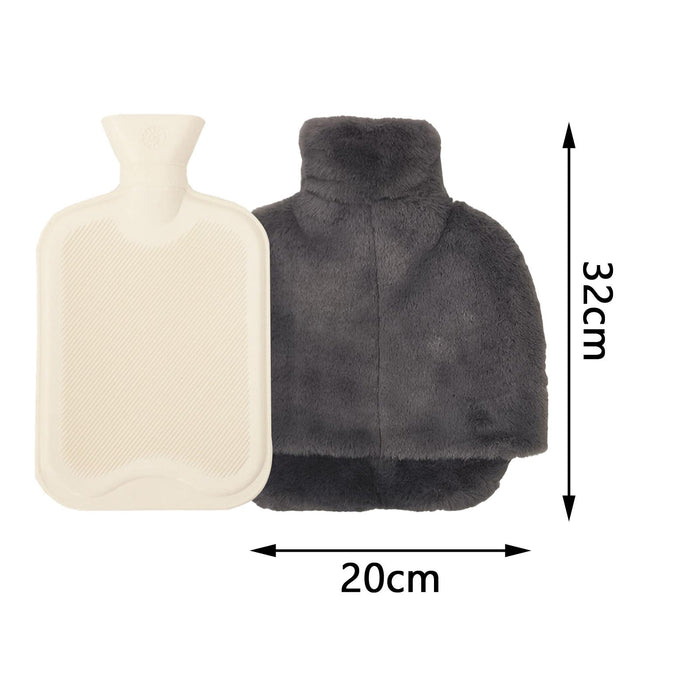 Crofta Rubber Hot Water Bag Comfortable Warm with Washable Cover for Back Waist Gray