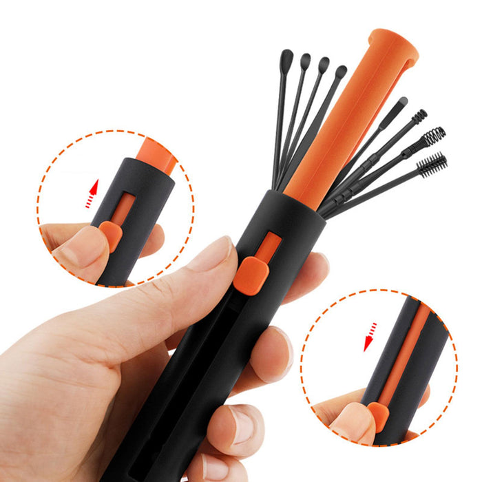 Crofta 1Set Earpick Ear Clean Tool Ear Wax Remover Reusable for Men Women Household Orange