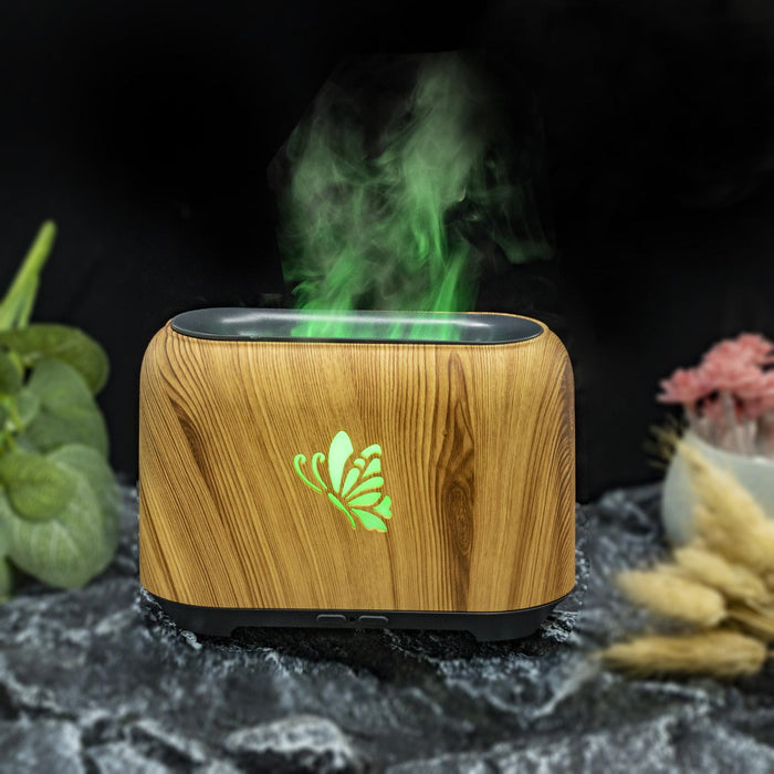 Crofta Flame Essential Oil Diffuser Scent Diffuser Quiet for Home Office Yoga Light Wood Grain