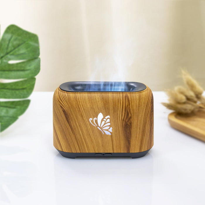 Crofta Flame Essential Oil Diffuser Scent Diffuser Quiet for Home Office Yoga Light Wood Grain