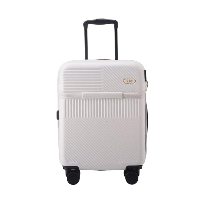 Crofta Carry On Luggage with Wheels USB Charging Port for Business 24inch White