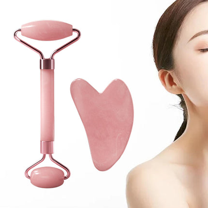 Crofta 2 Pieces Face Roller Scraping board Neck Massaging Relaxation for Office Pink